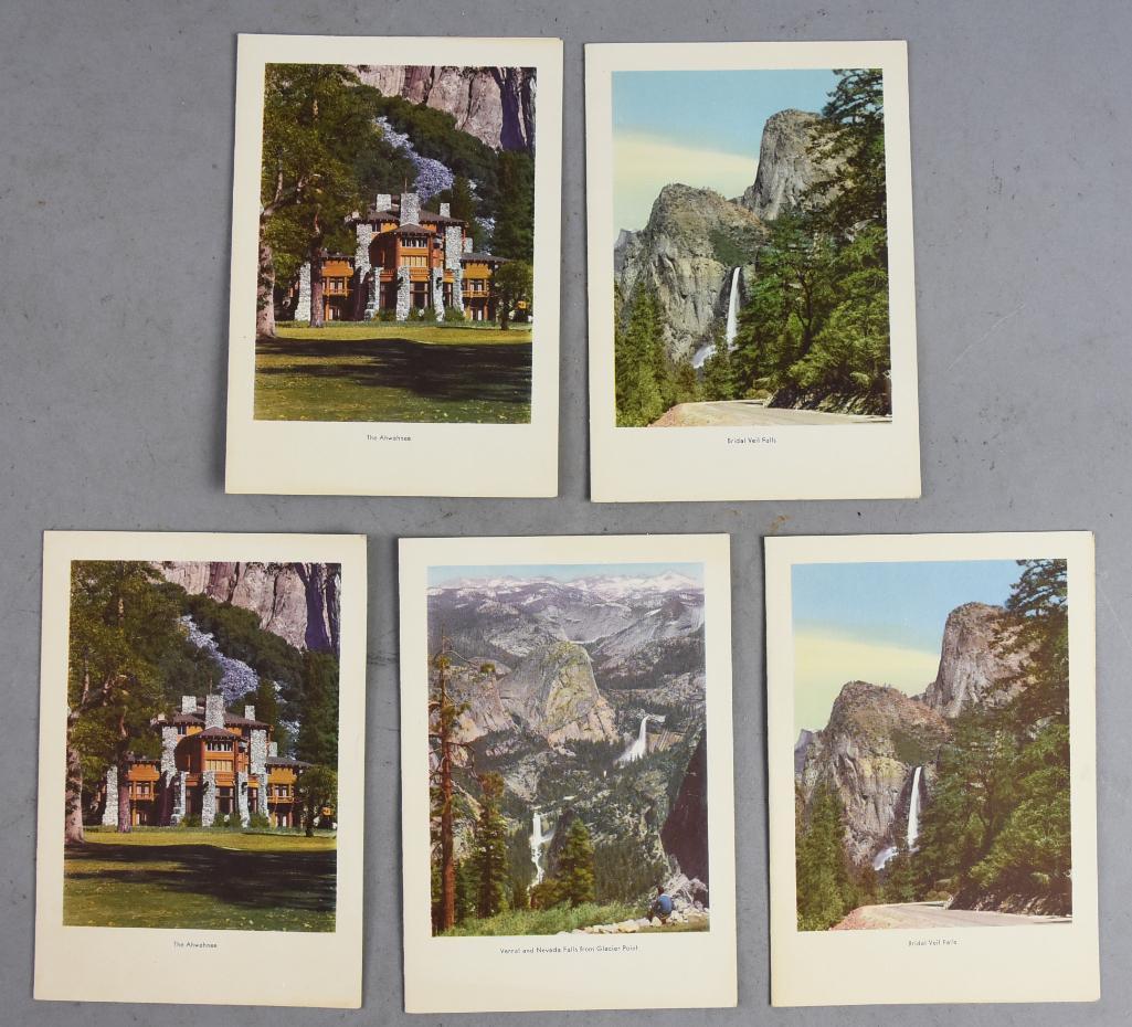 Yosemite Falls Menus, Ahwahnee, Bridal Veil, Nevada: Wonderful graphics are on these great menus from Yosemite falls. The menus are Bridal Veil Falls, Vernal and Nevada and Ahwahnee. Each measures 4.5" x 6.5"
