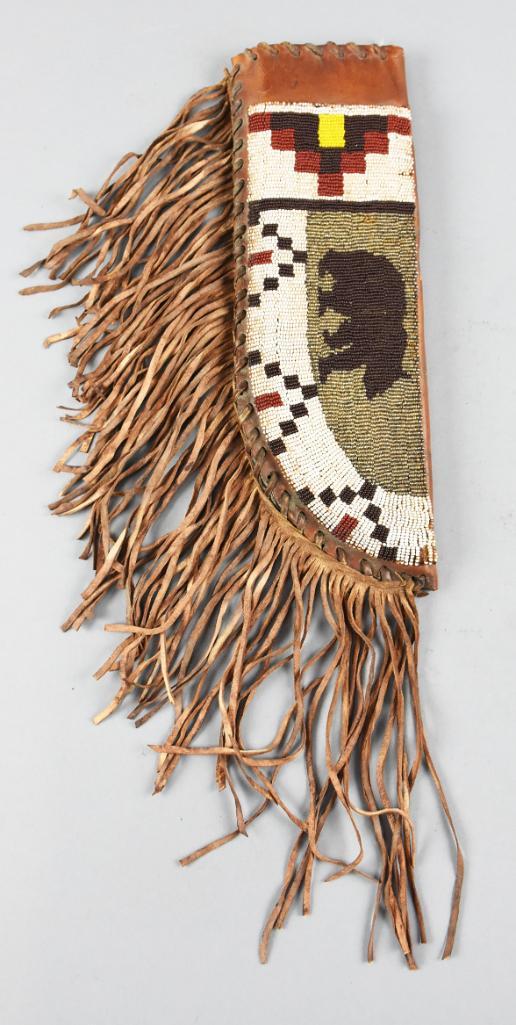 Native American Beaded Leather Knife Sheath (1 of 6)