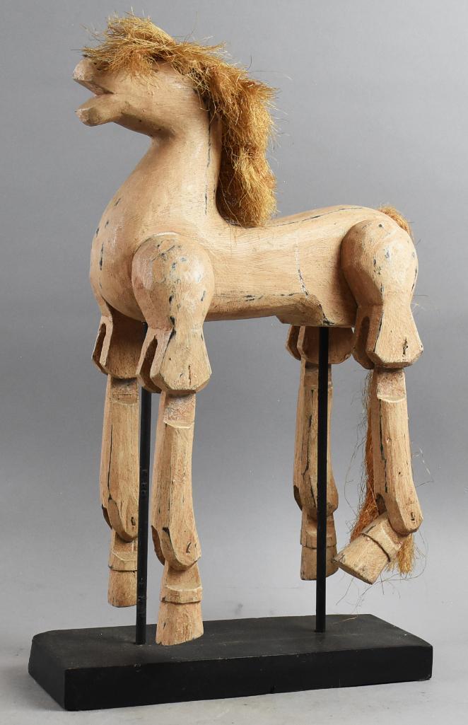 Articulated Folk Art Horse Puppet on Stand (1 of 5)