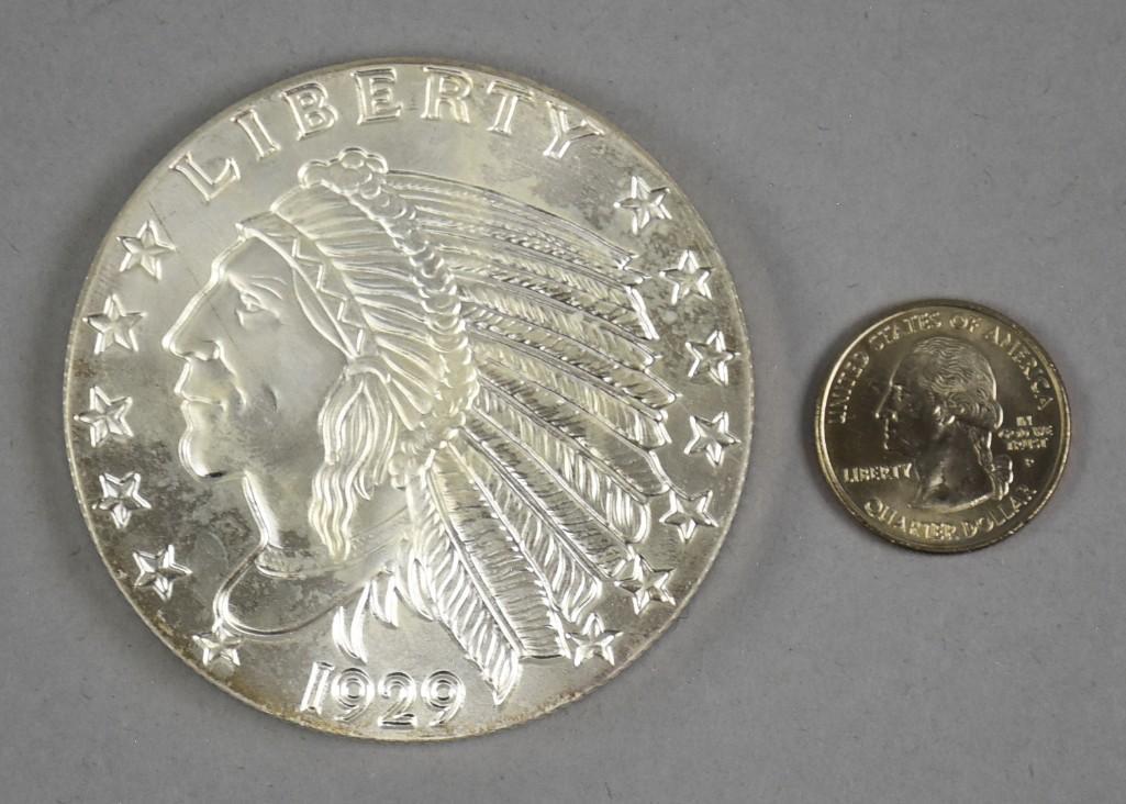 1929 Indian Head Liberty 5 Troy Oz 999 Silver Coin (1 of 3)