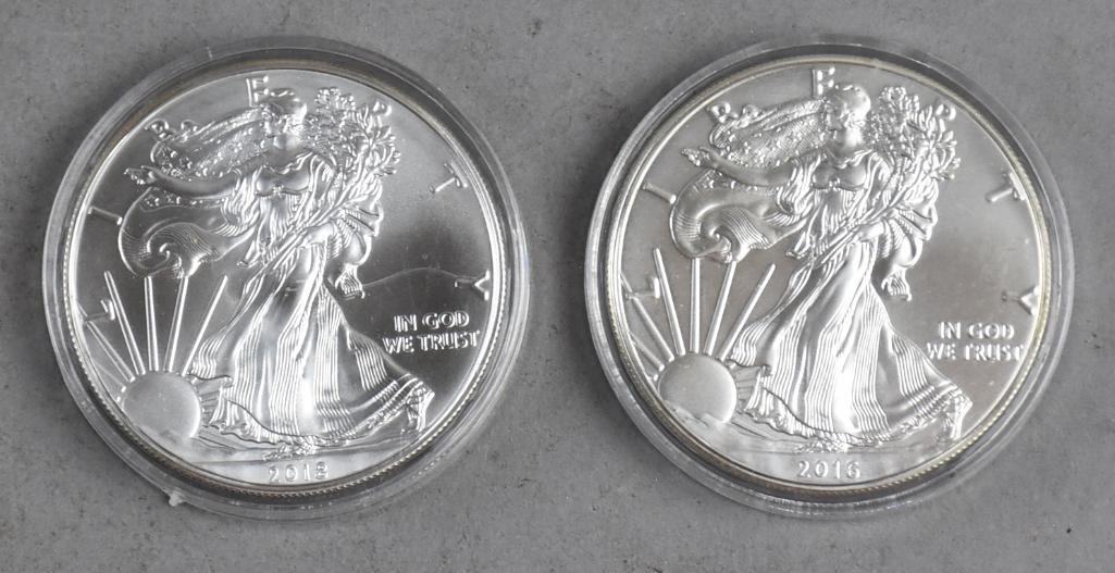 2016 & 2018 1 Oz Fine Silver American Eagle One Dollar (1 of 2)
