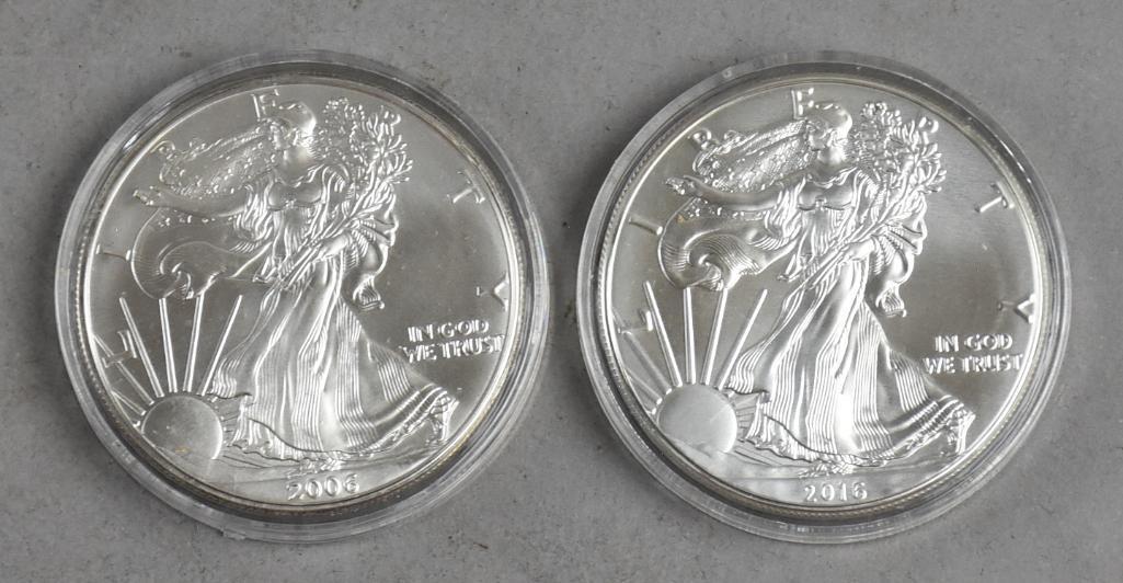 2006 & 2016 1 Oz Fine Silver American Eagle One Dollar (1 of 2)