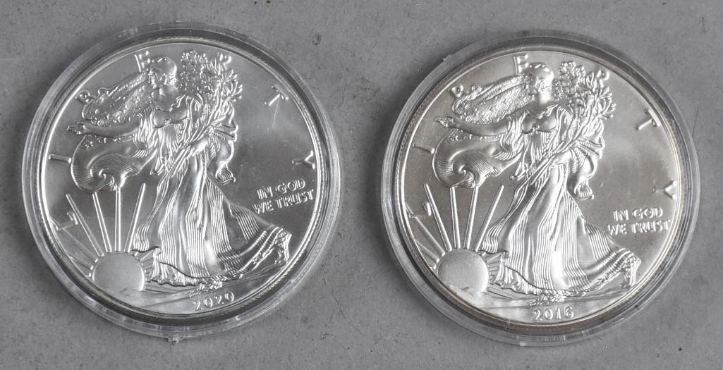 2016 & 2020 1 Oz Fine Silver American Eagle One Dollar (1 of 2)