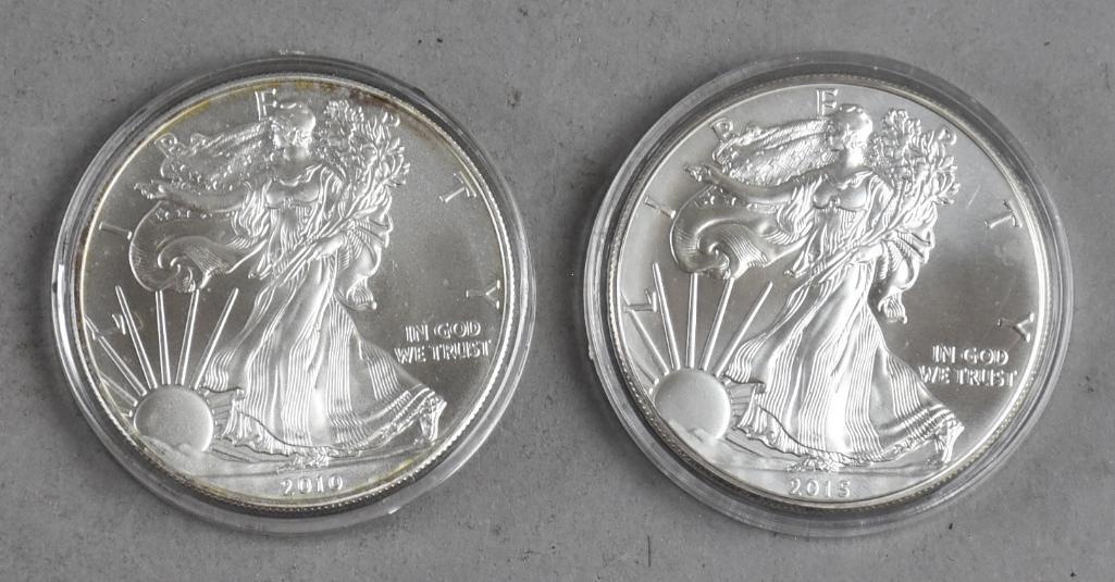 2010 & 2015 1 oz Fine Silver American Eagle One Dollar (1 of 2)