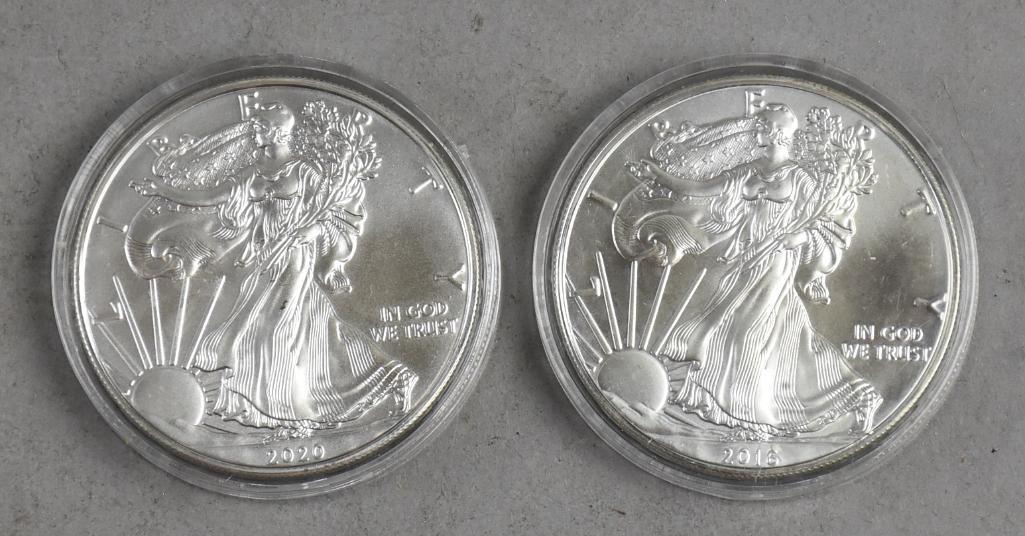 2016 & 2020 1 Oz Fine Silver American Eagle One Dollar (1 of 2)