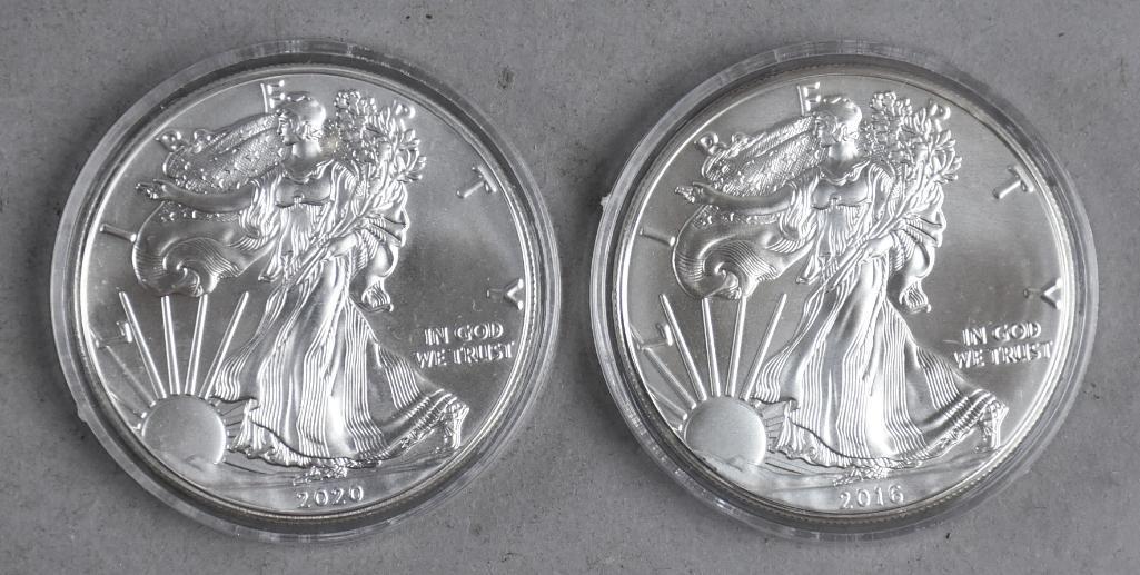 2020 & 2016 1 Oz Fine Silver American Eagle One Dollar (1 of 2)