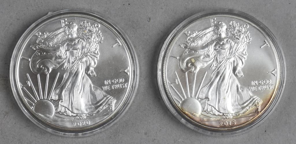 2015 & 2020 1 oz Fine Silver American Eagle One Dollar (1 of 2)