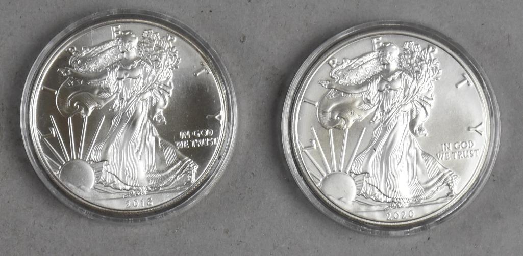 2020 & 2016 1 Oz Fine Silver American Eagle One Dollar (1 of 2)
