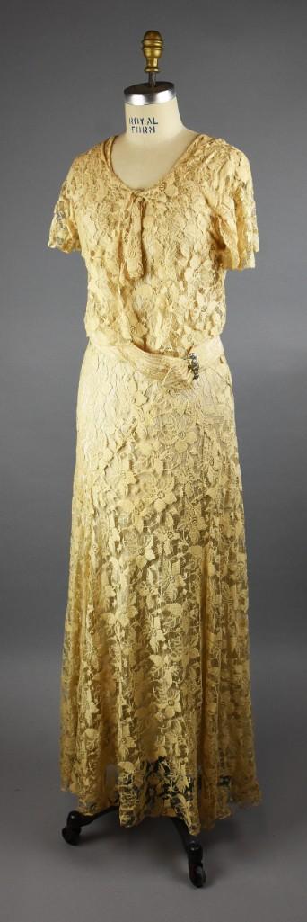 c1930 Lace Gown with Sash, Slip and WMCA Buckle (1 of 19)