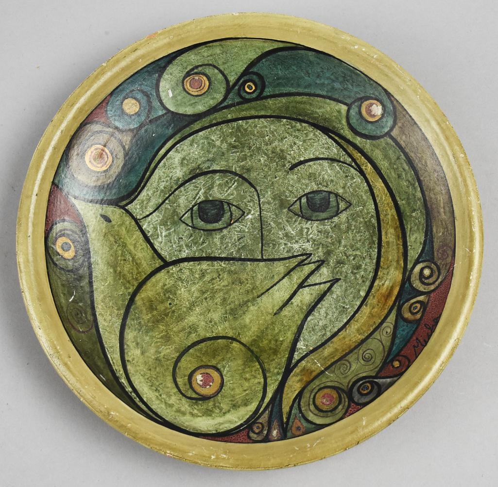 Micha Original Hand Painted Modernist Clay Plate MCM (1 of 4)