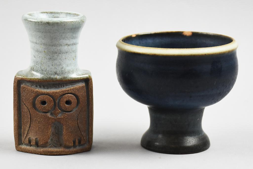 Mid Century Stoneware Pottery Pieces, Signed RS (1 of 14)