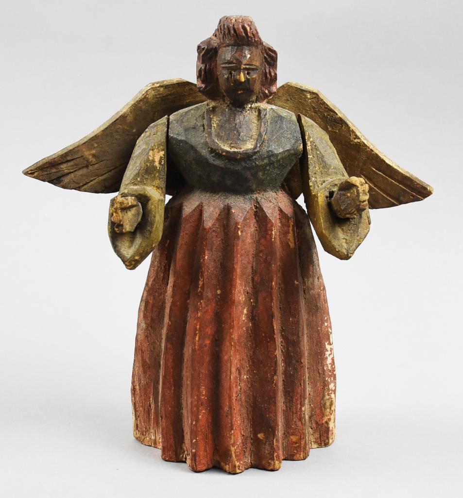 Primitive Folk Art, Hand Carved, Angel Spanish Colonial (1 of 7)