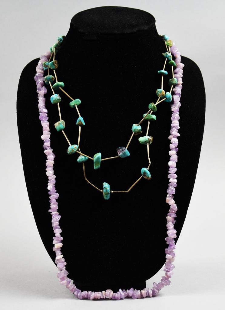 Vintage Turquoise and Amethyst Chip Necklaces (1 of 5)