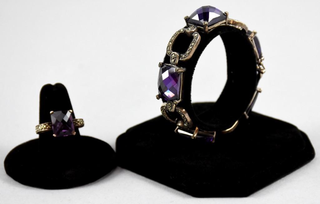 Amazing Sterling & Amethyst Crystal Ring, Bracelet (1 of 8)