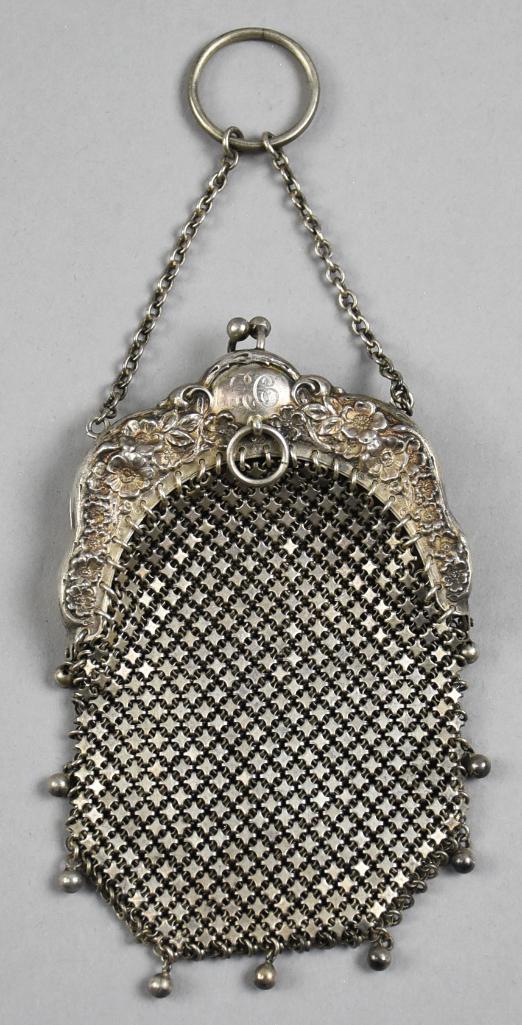 Antique Sterling Mesh Coin Purse w/ Chain (1 of 7)