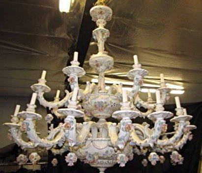 HUGE 2 Tier Capo Di Monte 24 Arm Chandelier 24K (1 of 10)
