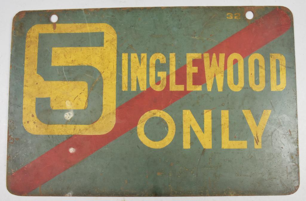 Rare Los Angeles Railway Pacific Electric Sign, Inglewood (1 of 3)