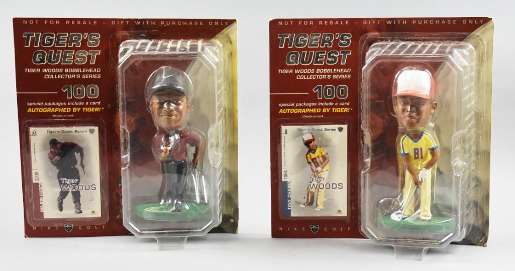 Tiger's Quest Tiger Woods Bobbleheads & Signed Card Nib