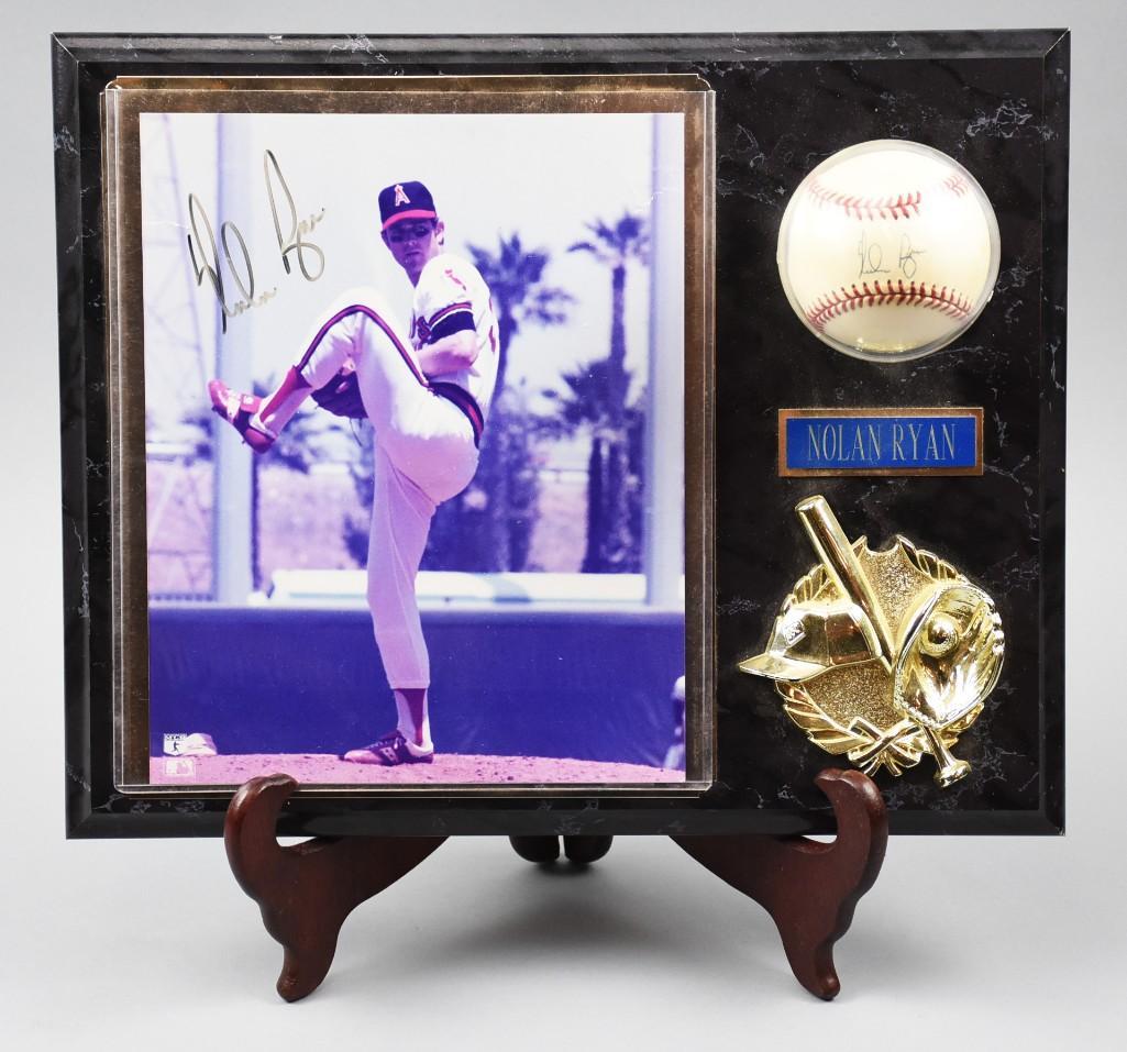 Nolan Ryan Signed Ball & Photo plaque w/ COA (1 of 5)
