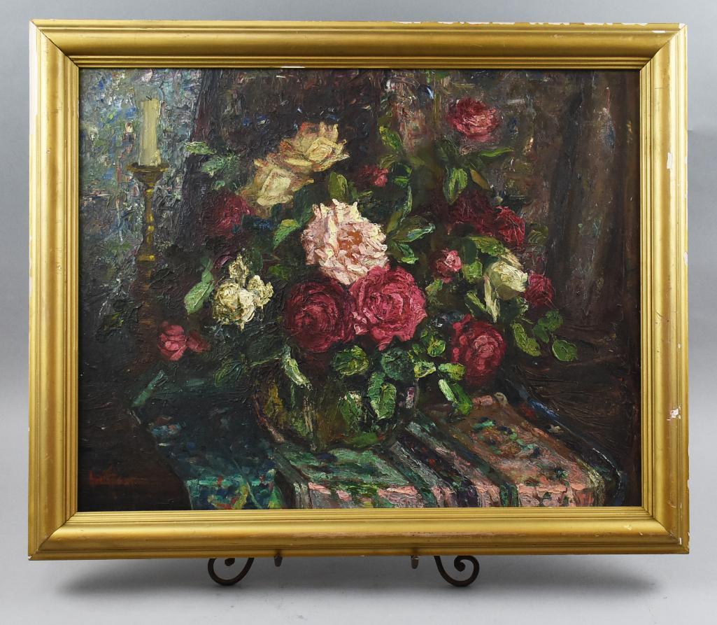Arthur William Best Painting(1859-1935) California / CA: This is a wonderful and rare still life painting by Arthur William Best (1859-1935). While best known for his landscapes and street scenes, Best has done very few still life pieces, including this bou