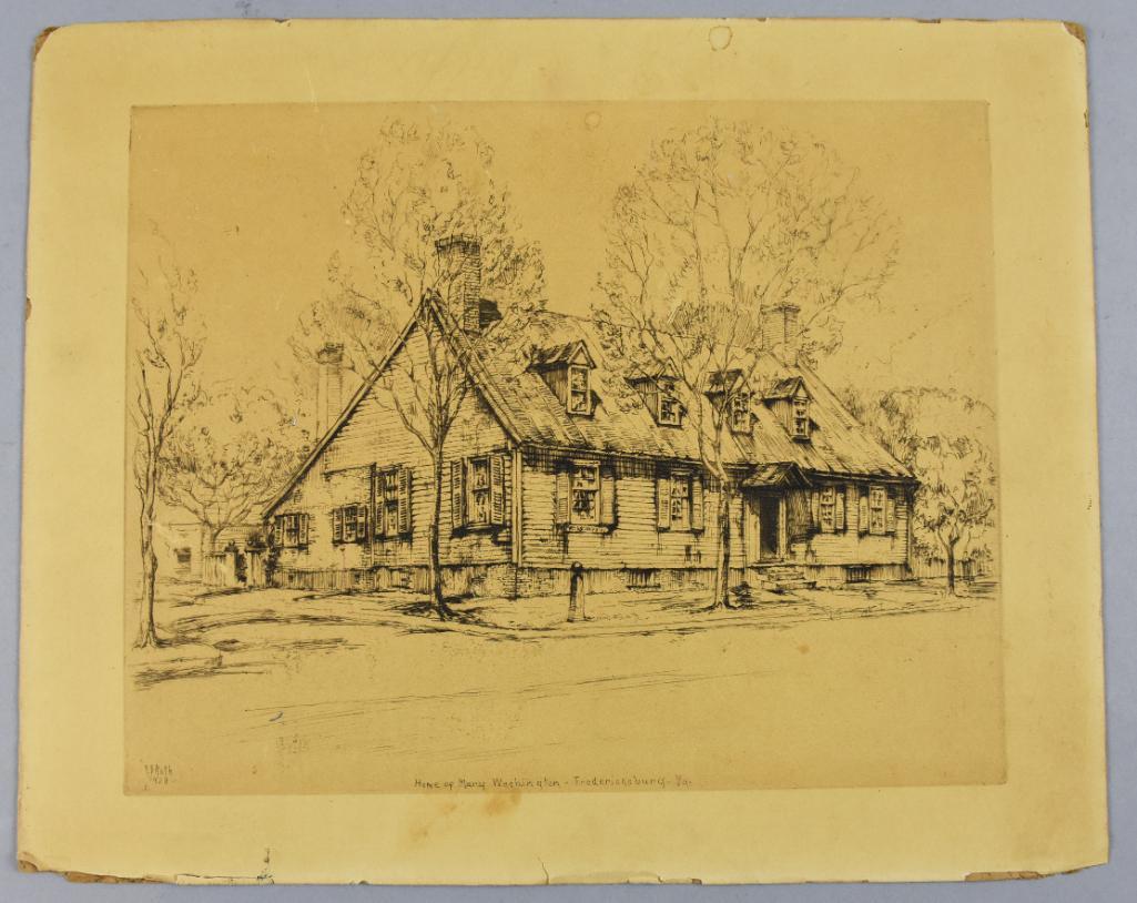 Ernest D Roth (1879-1964) Architectural/Plein Air Artist: This great piece of artwork was created by Ernest David Roth (1879-1964), a German born American artist. This piece is called Home of Mary Washington, Fredericksburg, VA. Washington is the Mother of G