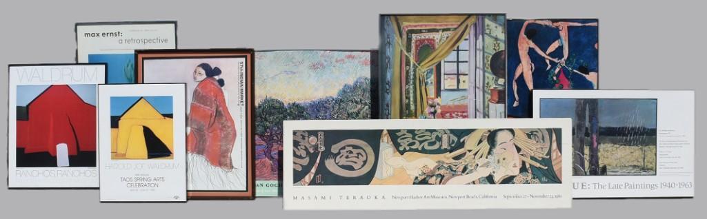 (9) Artist Exhibition Posters-Gorman, Matisse & More: Wonderful lot of fine art exhibition posters from various celebrated artists. Theses posters include: Waldrum Taos - 18" x 24" Waldrum Ranchos- 22" x 27" Ernst- 23" x 34" Van Gogh- 30" x 34" Braque- 2