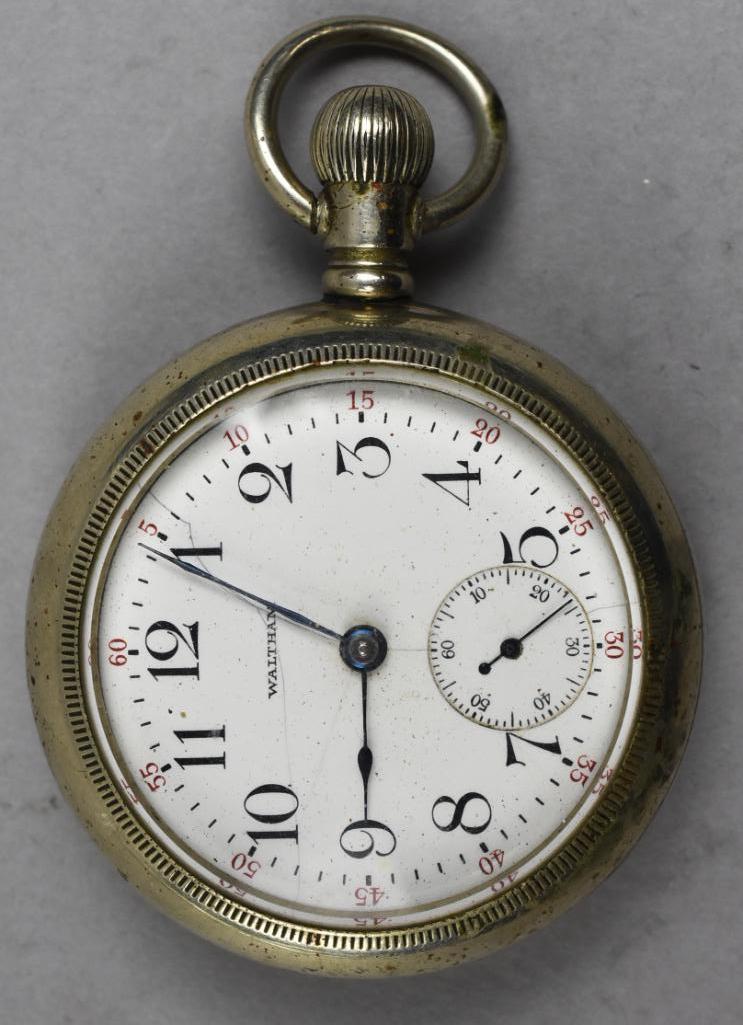 1907 American Waltham Watch Co, Pocket Watch, Silverode: Terrific pocket watch from the American Waltham Watch Co. Serial number is 15608100 giving it a date of 1907 for production. It is 15 jewel and is size 18s. Case is Silverode from Philadelphia Watch C