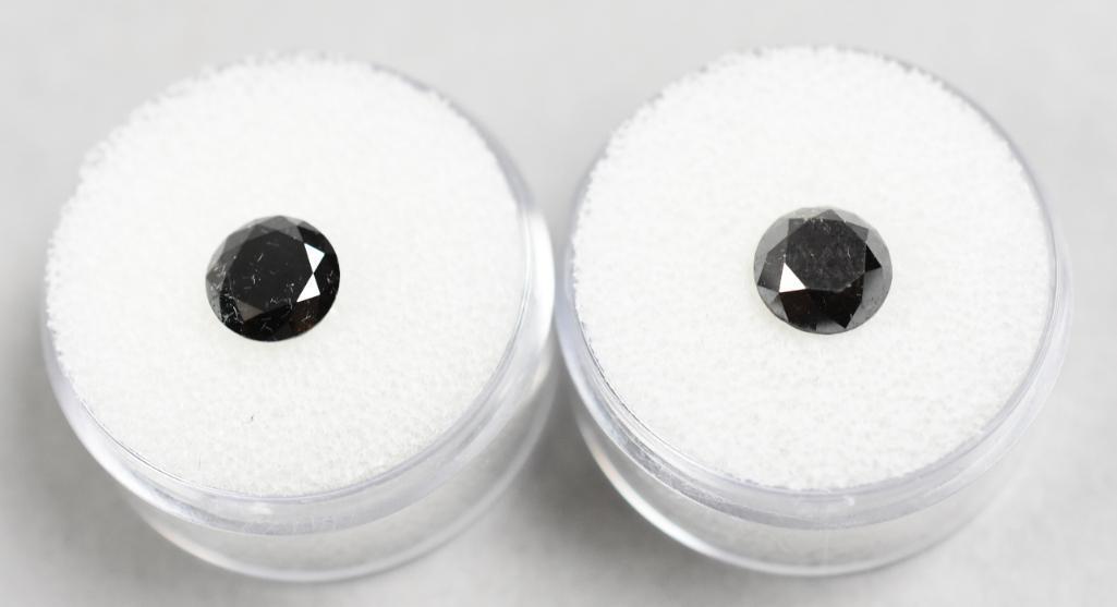 2 Loose Black Diamonds w/ Appraisal: Pair Loose Lot Black Diamonds w/ Appraisal, 3.50-4.49 ctw.
