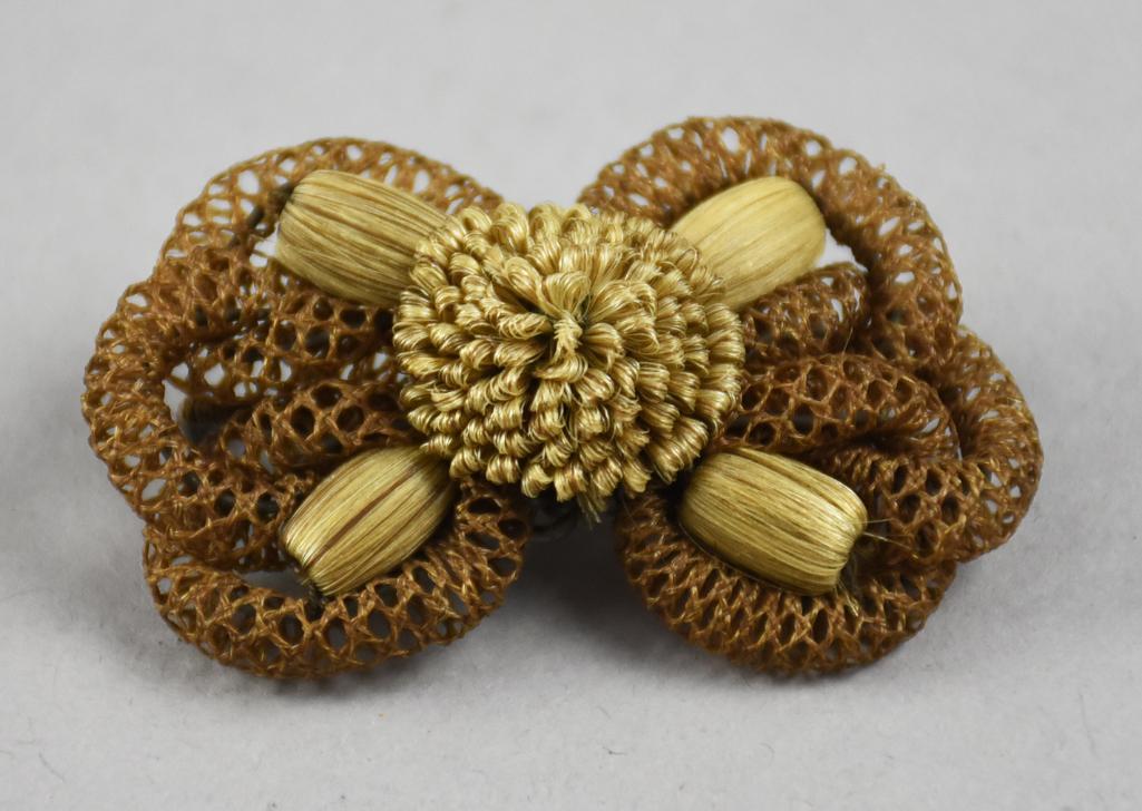 1875 Woven & Braided Hairwork Brooch w/ Provenance (1 of 5)