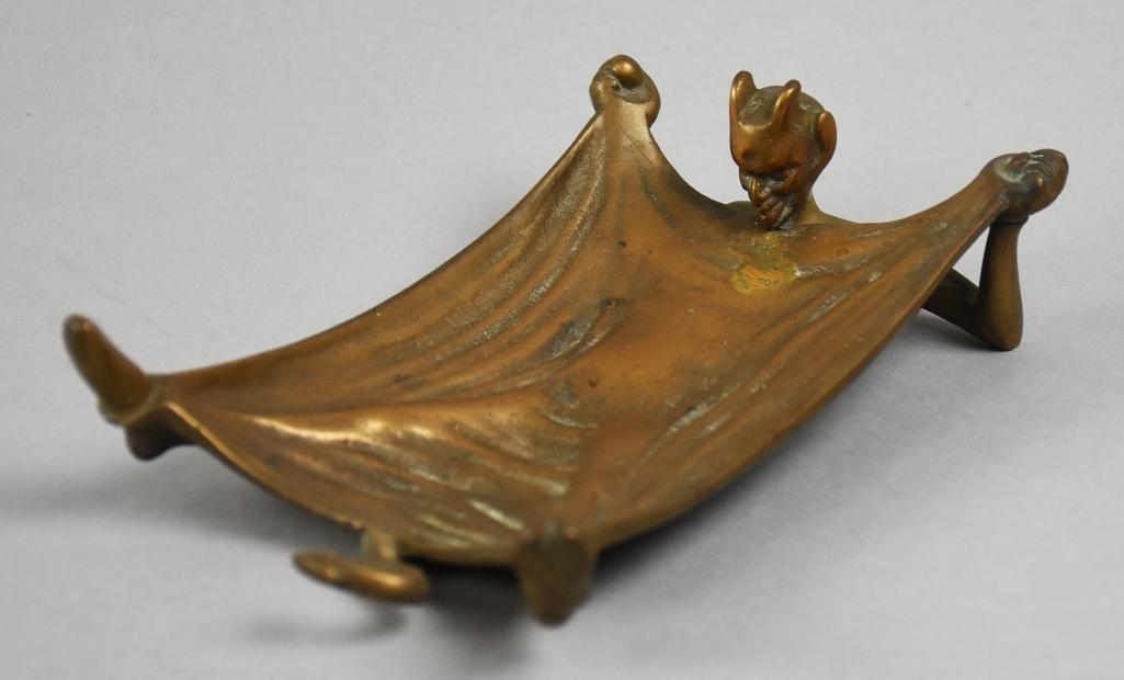 Antique Russell & Erwin Bronze Demon/Devil Ashtray (1 of 5)