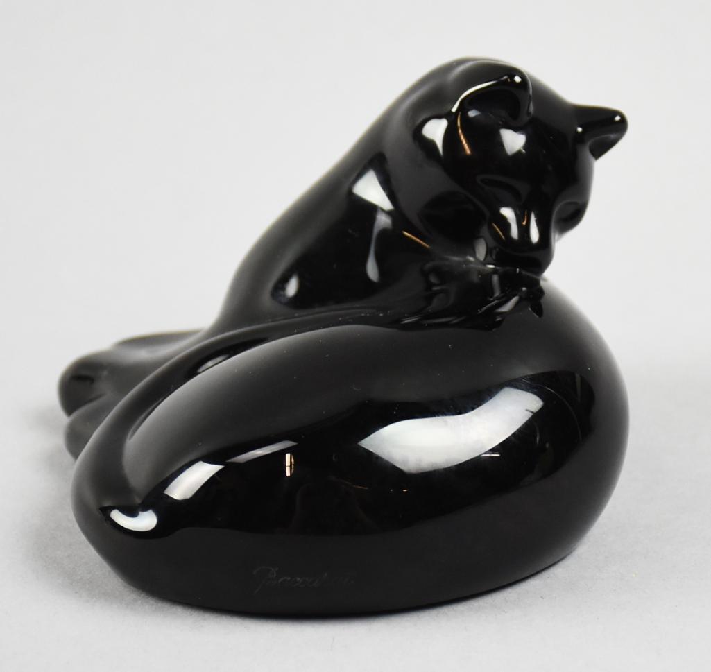 Baccarat Crystal Bathing Black Cat Figurine (1 of 7)