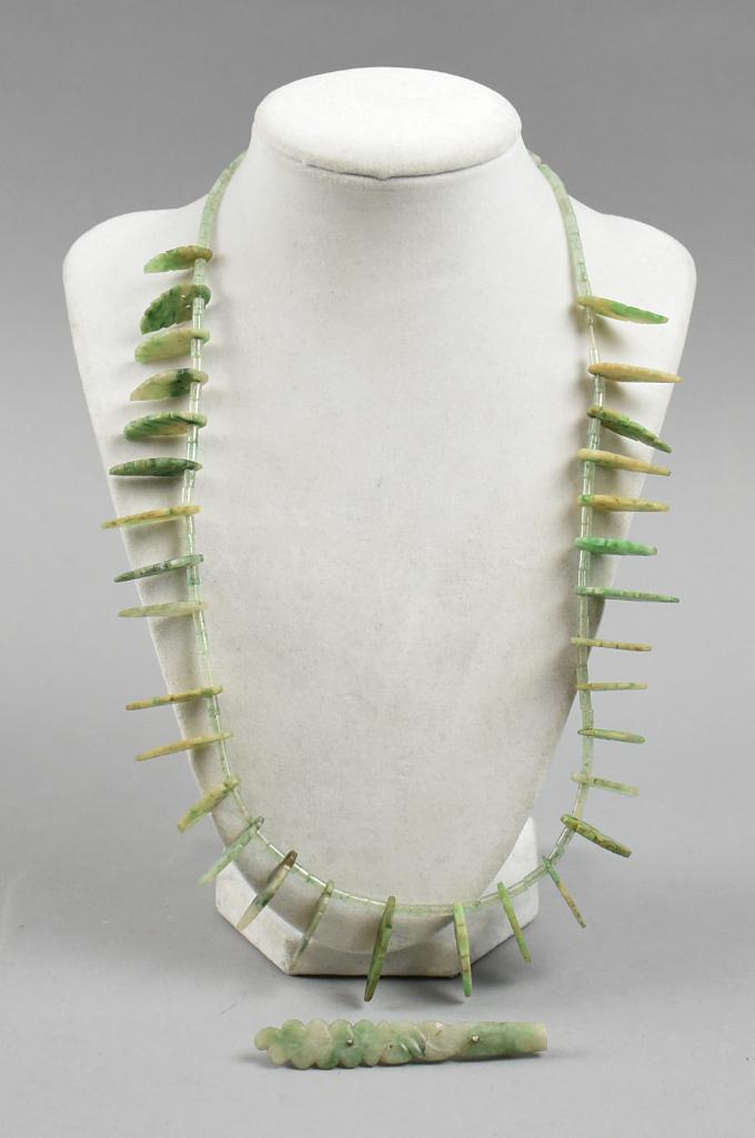 Antique Carved Jade Necklace and Bar Pin/Brooch (1 of 7)