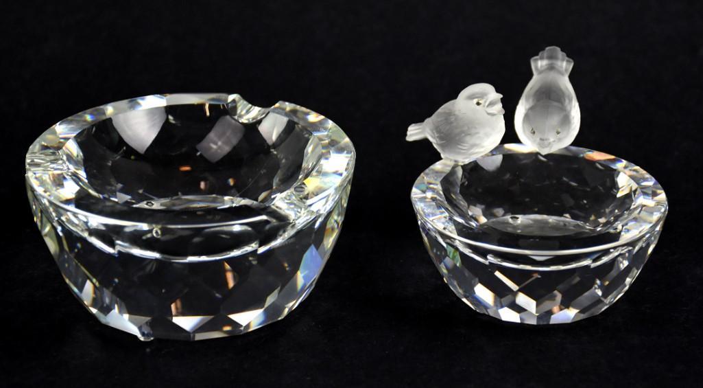 Pair Swarovski Crystal Ashtrays, Birdbath Plus (1 of 8)