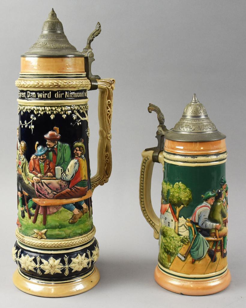 Vintage German Beer Steins, French-Zone Thewalt & Wick-Werke (1 of 7)