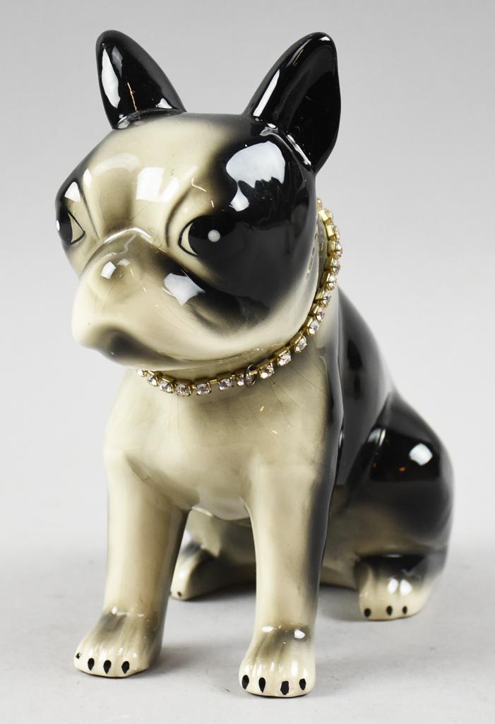 Vintage Porcelain French Bulldog Still Bank (1 of 4)