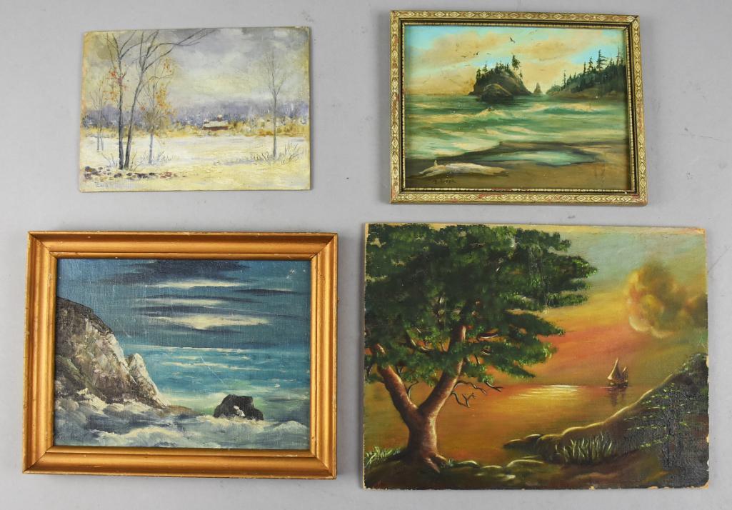 Vtg Small Landscape & Seascape Paintings, DeTreville, Baker & More (1 of 8)