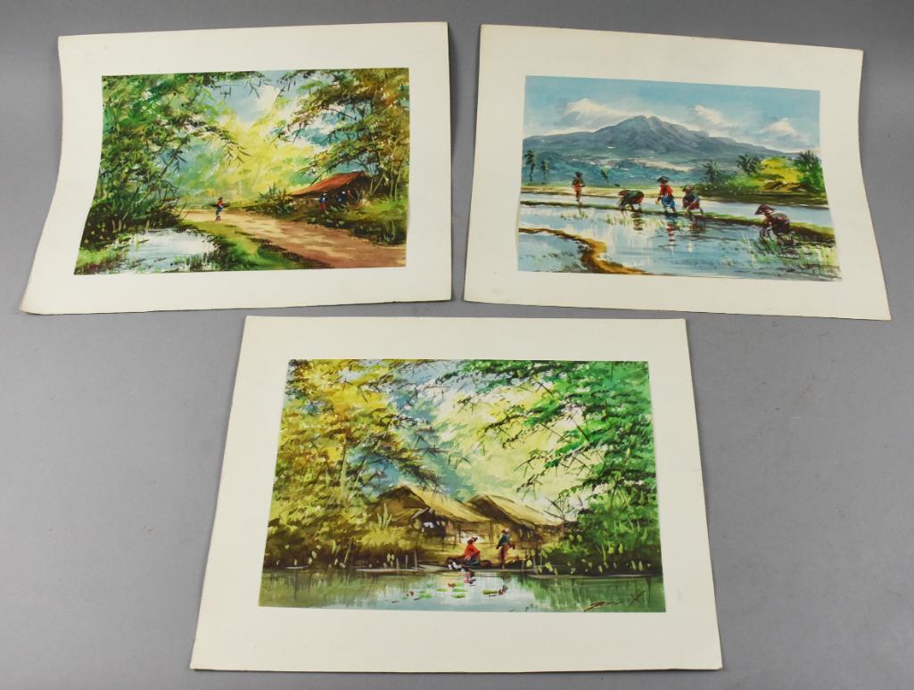 Mid Century MCM Philippines Watercolors, Artist Signed (1 of 7)