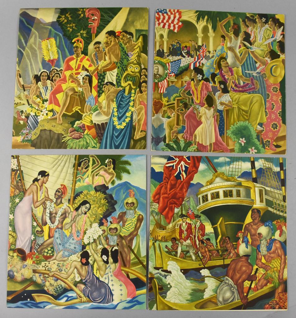 Eugene Savage Art, Quota International Programs/Menus: In 1961 Quota International Inc celebrated their 42nd birthday. The festivities are listed on one side, the Hawaiian feast menu on the other. The outer program art is from Eugene Francis Savage's 