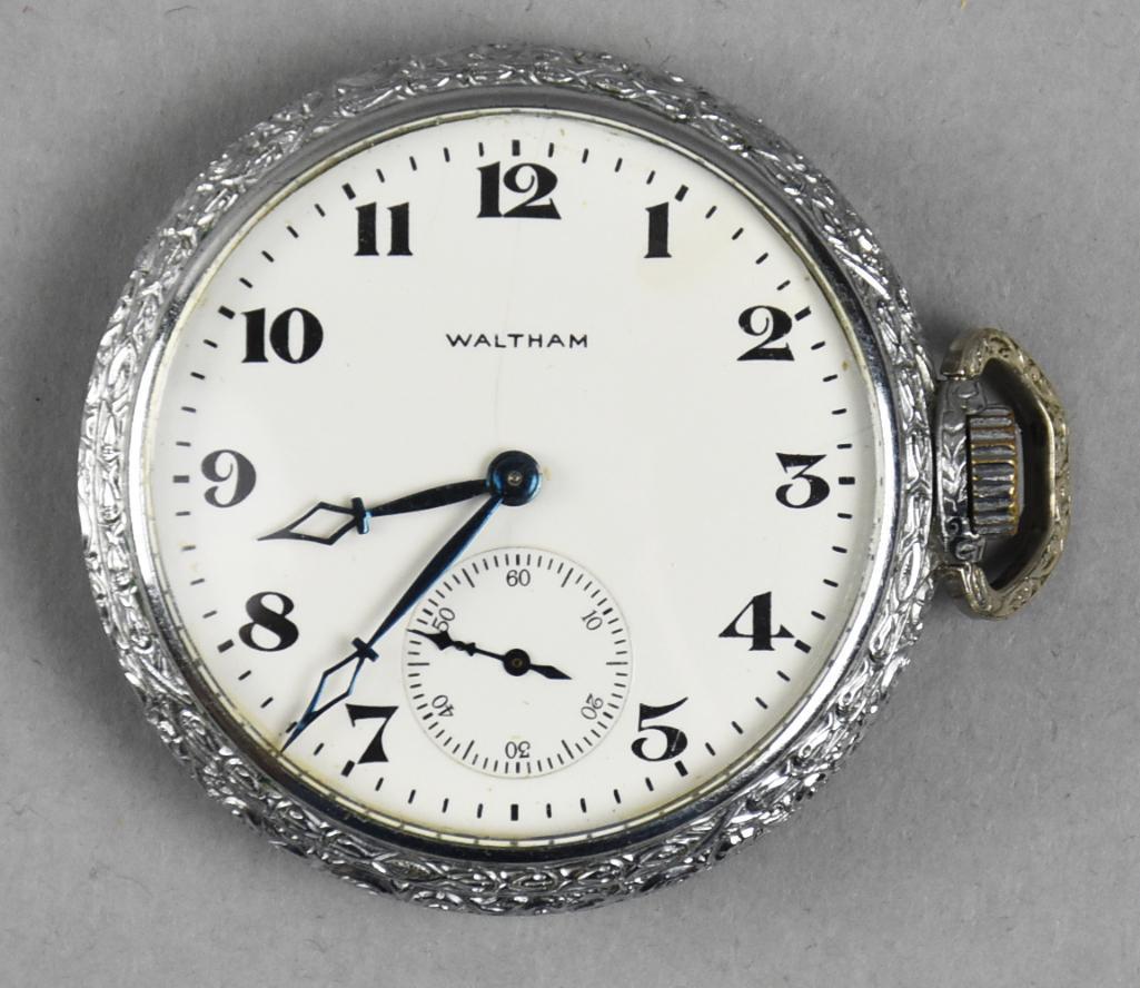 1918 American Waltham Pocket Watch, 15 Jewel: Great looking pocket watch from American Waltham. Serial number 21815211 indicates a production year of 1918. Size is a 12s and is 15 jewel. Case is from Illinois Watch Case Co, Spartan model