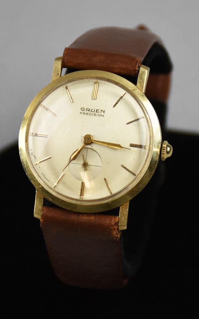 Vintage 14K Gold Gruen Precision Mens Watch, Works! (1 of 5)