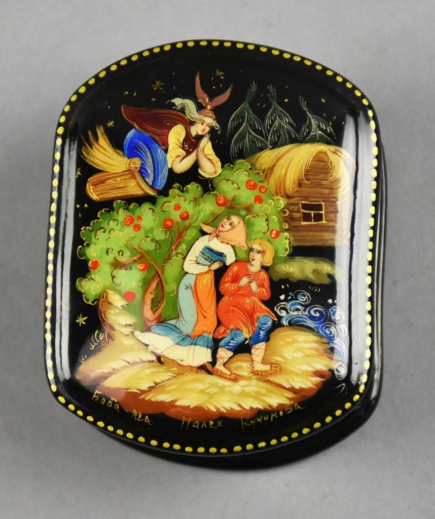 Vintage Russian Fairytale Lacquer Trinket Box, Signed (1 of 4)