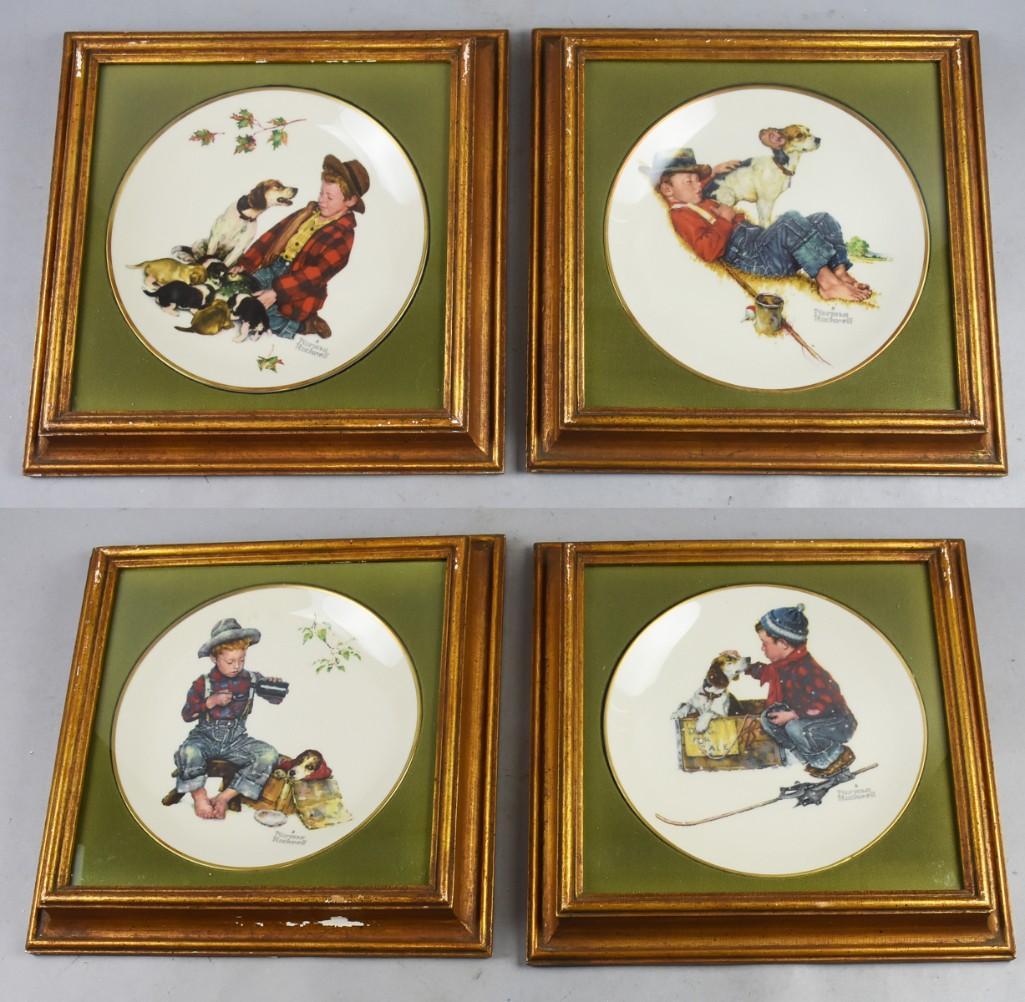 1971 Ltd Ed Gorham Norman Rockwell Boy & Dog 4 Seasons (1 of 9)