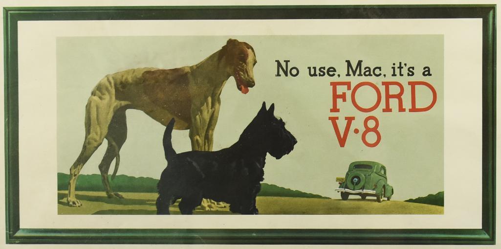 1938-39 Ford V-8 Advertising "No Use Mac", Framed (1 of 4)