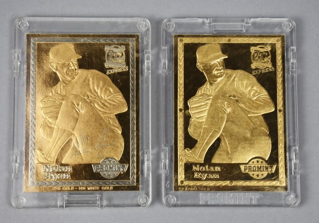 2 Nolan Ryan 22k Gold Baseball Cards, Signed (1 of 3)