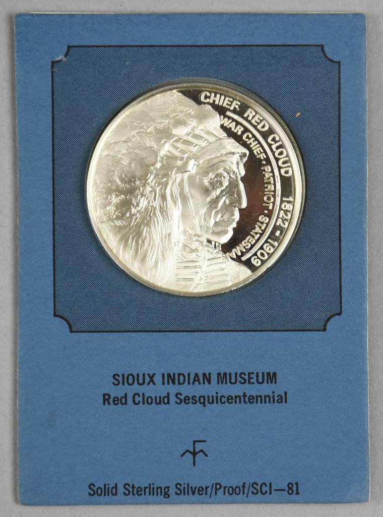 Solid Sterling Silver Proof Chief Red Cloud, Franklin Mint (1 of 2)