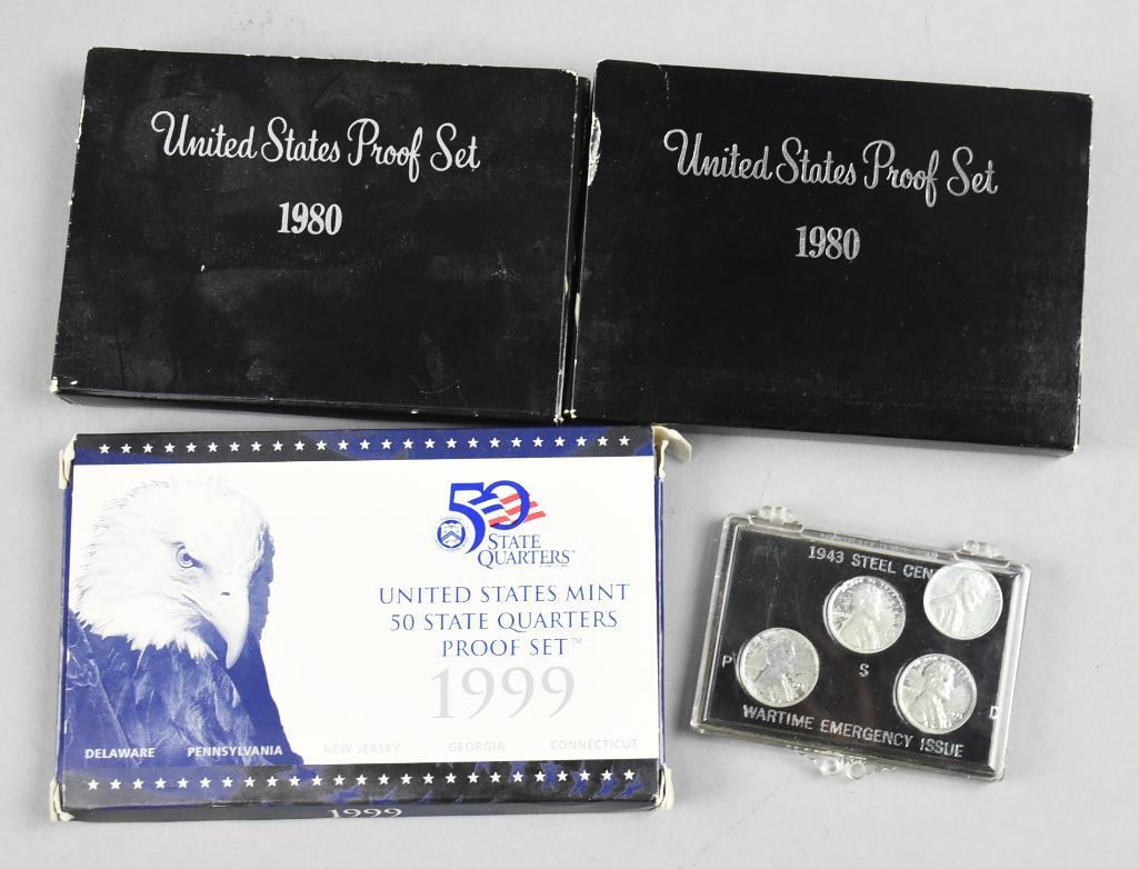 Misc Proof Sets, 1980 & 1999, Wartime Issue Steel Pennies (1 of 4)