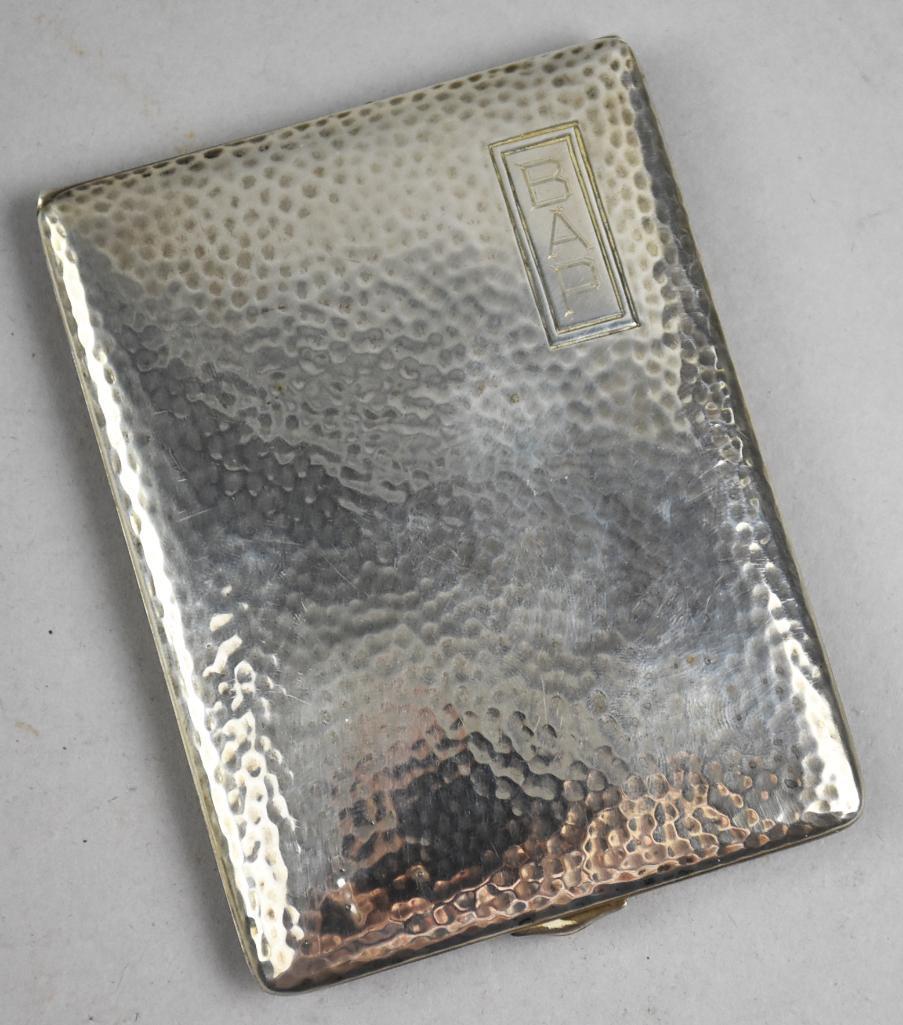 c1930 Watrous Mfg Co Hammered Sterling Cigarette Case (1 of 5)