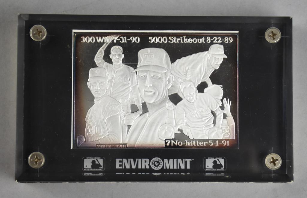 1992 3 oz 999 Silver Enviromint Nolan Ryan Card (1 of 4)