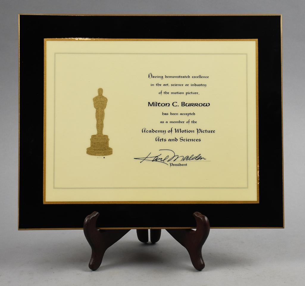 Milton C Burrow Academy of Motion Picture Membership Plaque Oscar (1 of 8)