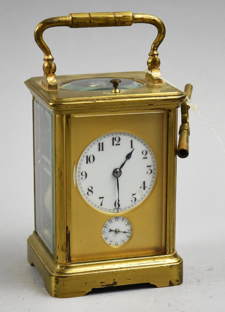Antique French Aiguilles Sonnerie Brass Carriage Clock w/ Key Jan 29